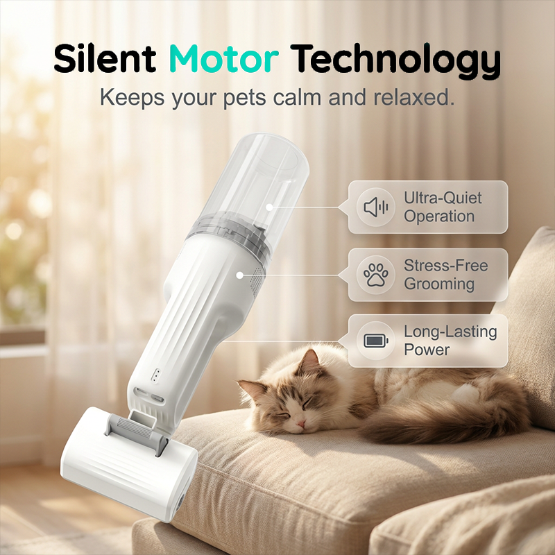 🐾 Multifunktionales Haustierpflegeset – Leiser Entfilzer & Trimmer mit Saugfunktion – Ideal für Katzen & Hunde – Fellpflege ohne Stress 🔇