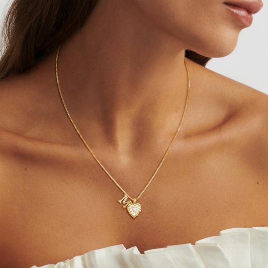 💎 ZEITLICH BEGRENZT 50% RABATT! 💥 Herz-Buchstaben Micro Pavé Ketten-Halskette – Initialen-Anhänger, Titanstahl, Verstellbar ✨
