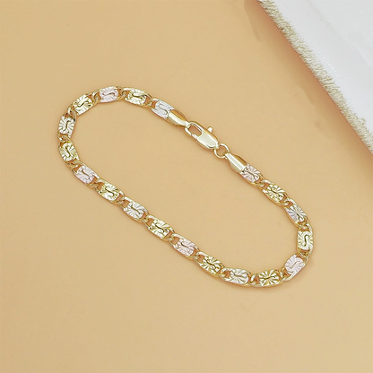 Unisex Dreifarben-Gliederarmband – Gold, Roségold & Weißgold, zeitlos & vielseitig, jetzt −50%
