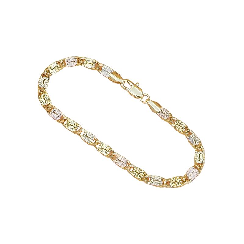 Unisex Dreifarben-Gliederarmband – Gold, Roségold & Weißgold, zeitlos & vielseitig, jetzt −50%