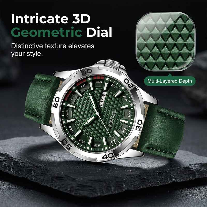 💥 Herren Leuchtende Quarz 30M Sport-Armbanduhr – 3D Geometrisches Zifferblatt, Kratzfest, Wasserresistent ✨