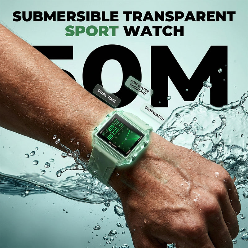Wasserdichte transparente Digitaluhr