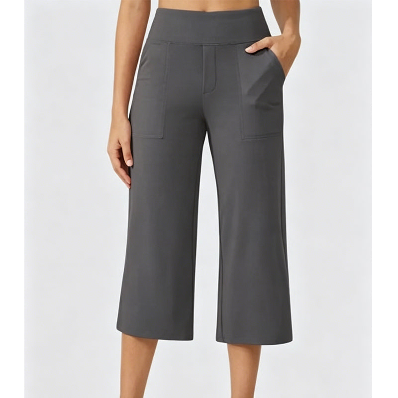 Damen Lässige Weite Bein Caprihose