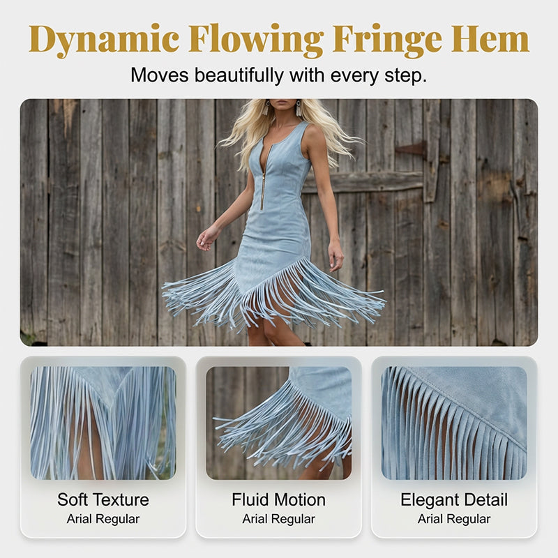 Retro Western Fransen Ärmelloses Slim-Kleid