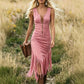 Retro Western Fransen Ärmelloses Slim-Kleid