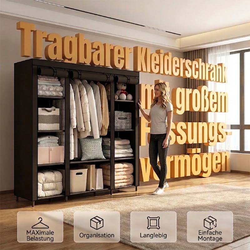 🏠 Kleiderschrank aus Vliesstoff – Einfache Montage, leicht & vielseitig – Perfekt für zusätzlichen Stauraum in jedem Raum ✨