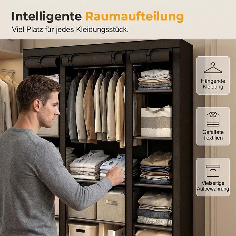 🏠 Kleiderschrank aus Vliesstoff – Einfache Montage, leicht & vielseitig – Perfekt für zusätzlichen Stauraum in jedem Raum ✨