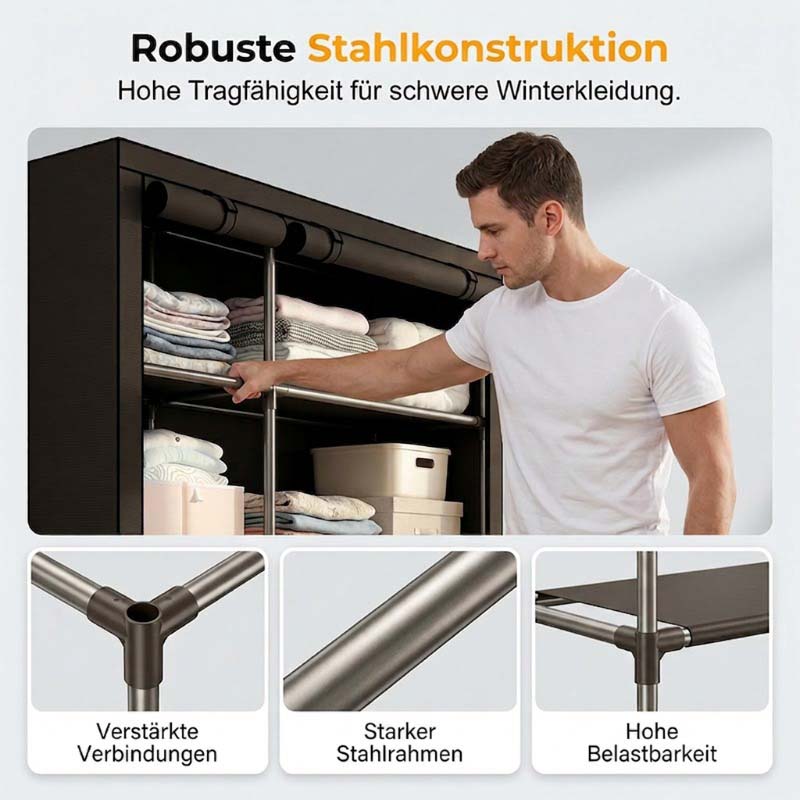🏠 Kleiderschrank aus Vliesstoff – Einfache Montage, leicht & vielseitig – Perfekt für zusätzlichen Stauraum in jedem Raum ✨