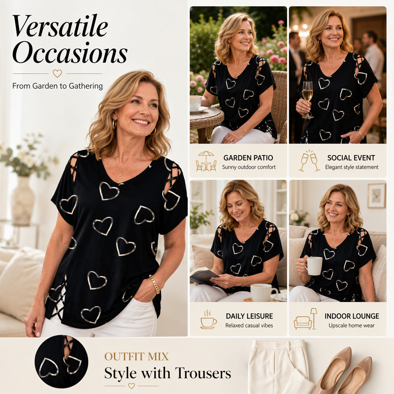 ⏰Damen Lässiges V-Ausschnitt Kurzarm T-Shirt