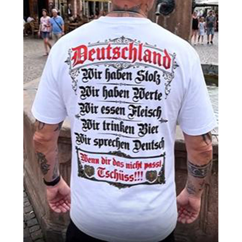 👕 Deutschland Heritage Bedrucktes Kurzarm-Rundhals-T-Shirt für Herren – Patriotisches Print, weich & atmungsaktiv – Perfekt für Alltag, Fußball, Oktoberfest & Freizeit ✨