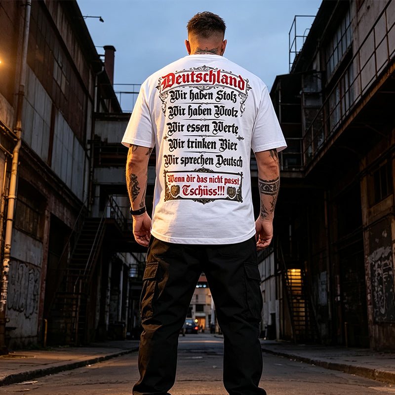 👕 Deutschland Heritage Bedrucktes Kurzarm-Rundhals-T-Shirt für Herren – Patriotisches Print, weich & atmungsaktiv – Perfekt für Alltag, Fußball, Oktoberfest & Freizeit ✨