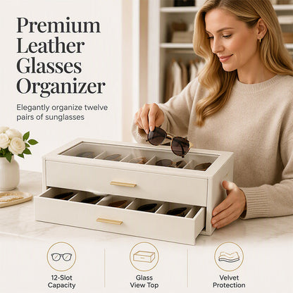 🕶️ 50% RABATT! 📦 2-stöckige Sonnenbrillen-Aufbewahrungsbox – Transparenter Glasdeckel, staubdicht & platzsparend – Ideal für Brillensammlung & stilvolle Präsentation ✨