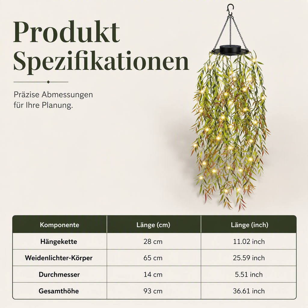 🌿 50% RABATT! 💡 Solar-Hängelichterkette Weidenblatt – Solarbetrieben, wasserdicht & warmes Licht – Perfekte Garten- & Terrassen-Deko für gemütliche Abende 🌙