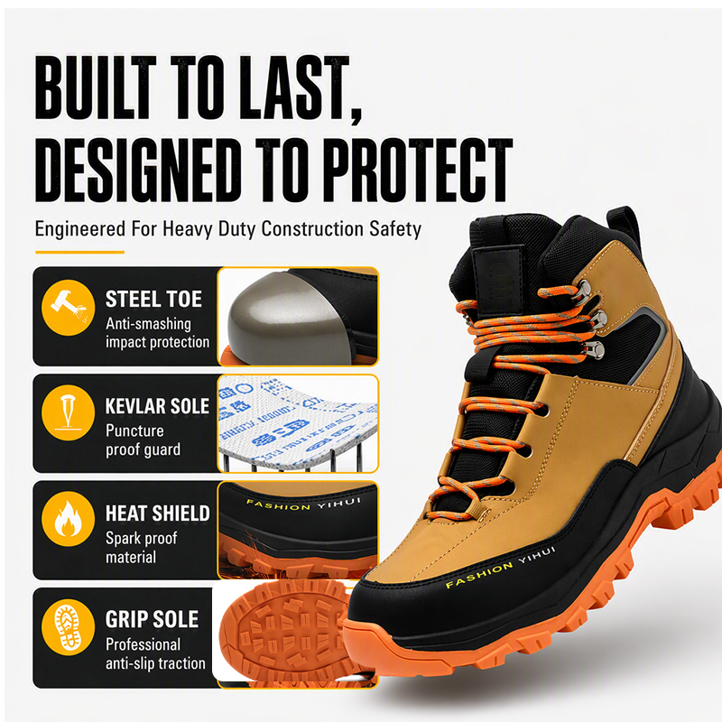 👟 50% RABATT! 🏗️ Sicherheitsschuhe mit Stahlkappe & Durchstichschutz – Mesh + Kunstleder, rutschfeste Sohle – Ideal für Baustelle & Werkstatt 💪