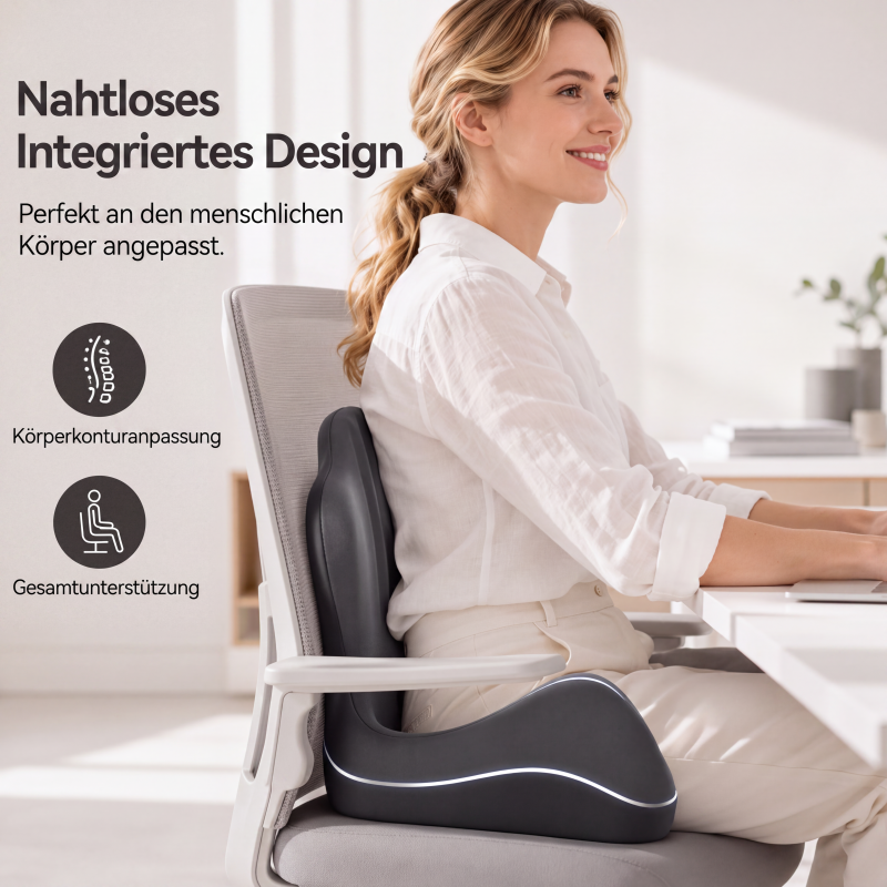 🪑  Ergonomisches Sitzkissen aus Memory-Schaum – Integrierte Rückenstütze, orthopädisch & vielseitig – Ideal für Bürostuhl, Auto & Homeoffice ✨