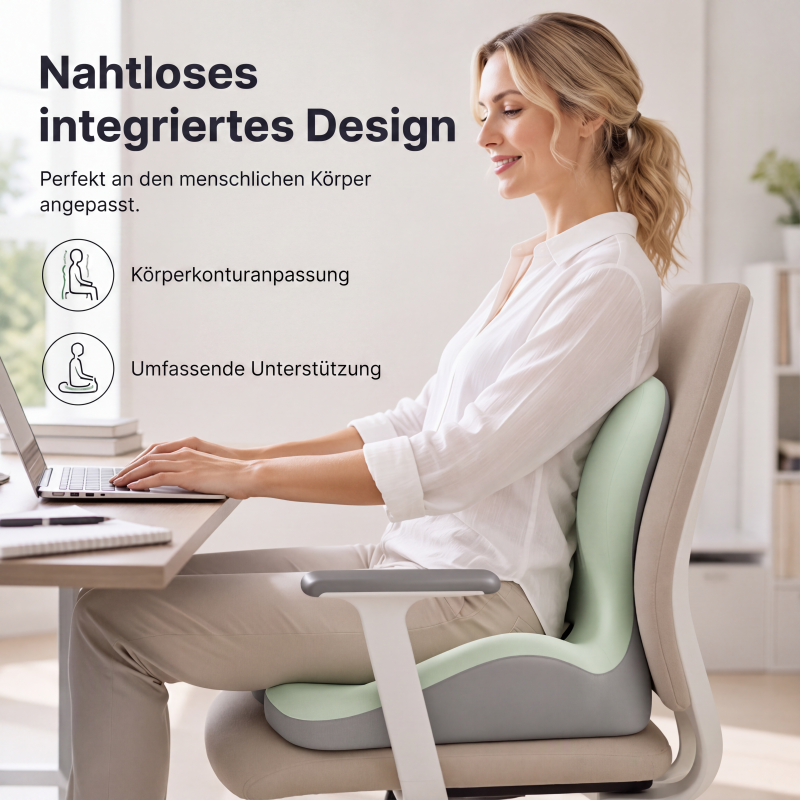 🪑  Ergonomisches Sitzkissen aus Memory-Schaum – Integrierte Rückenstütze, orthopädisch & vielseitig – Ideal für Bürostuhl, Auto & Homeoffice ✨