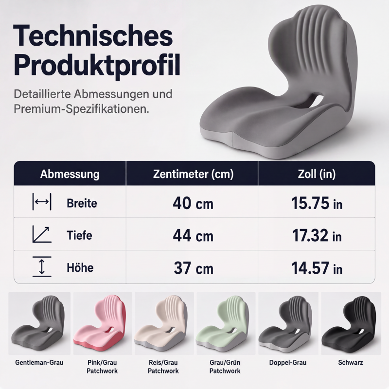 🪑  Ergonomisches Sitzkissen aus Memory-Schaum – Integrierte Rückenstütze, orthopädisch & vielseitig – Ideal für Bürostuhl, Auto & Homeoffice ✨