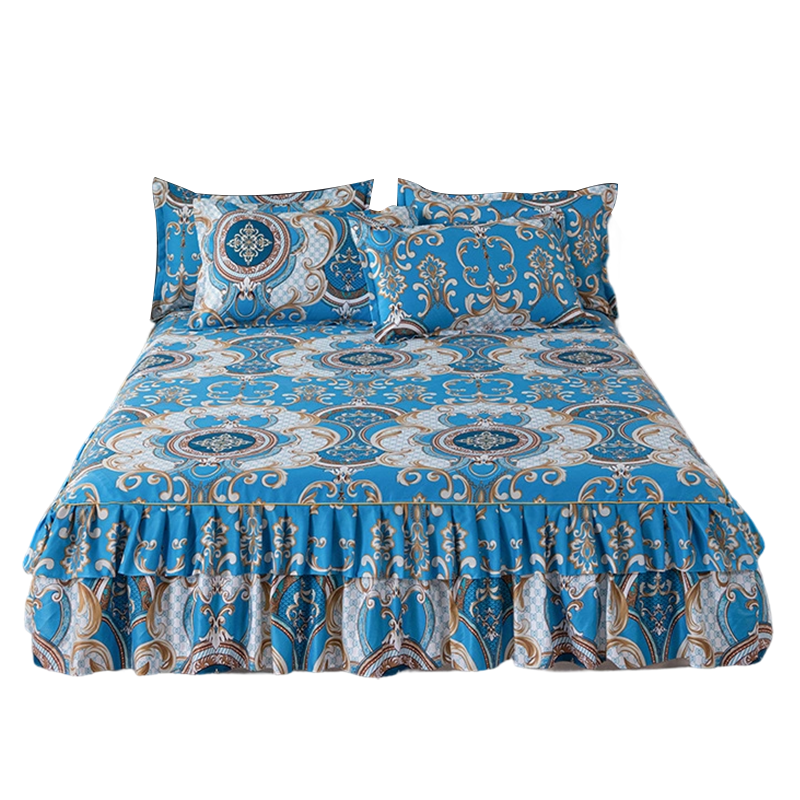 🌸 BEFRISTET ANGEBOT – 50 % RABATT! 3-teiliger, florales Rüschen-Bettrock – Dekoratives Bettwäsche-Set für das Schlafzimmer mit Kissenbezügen ✨