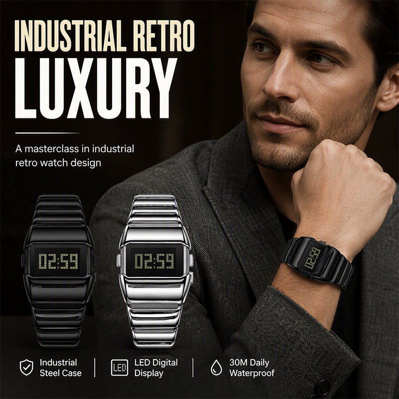 💼 Luxus-Digitaluhr für Herren – Poliertes Metallgehäuse, klares Display & eleganter Stil – Perfekt für Alltag, Büro & besondere Anlässe ✨