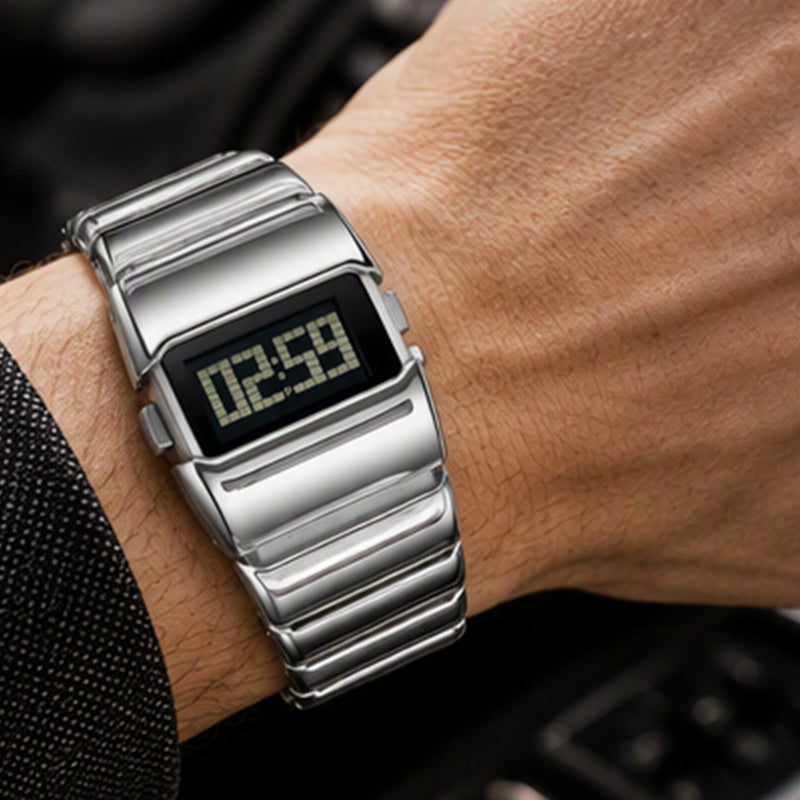 💼 Luxus-Digitaluhr für Herren – Poliertes Metallgehäuse, klares Display & eleganter Stil – Perfekt für Alltag, Büro & besondere Anlässe ✨