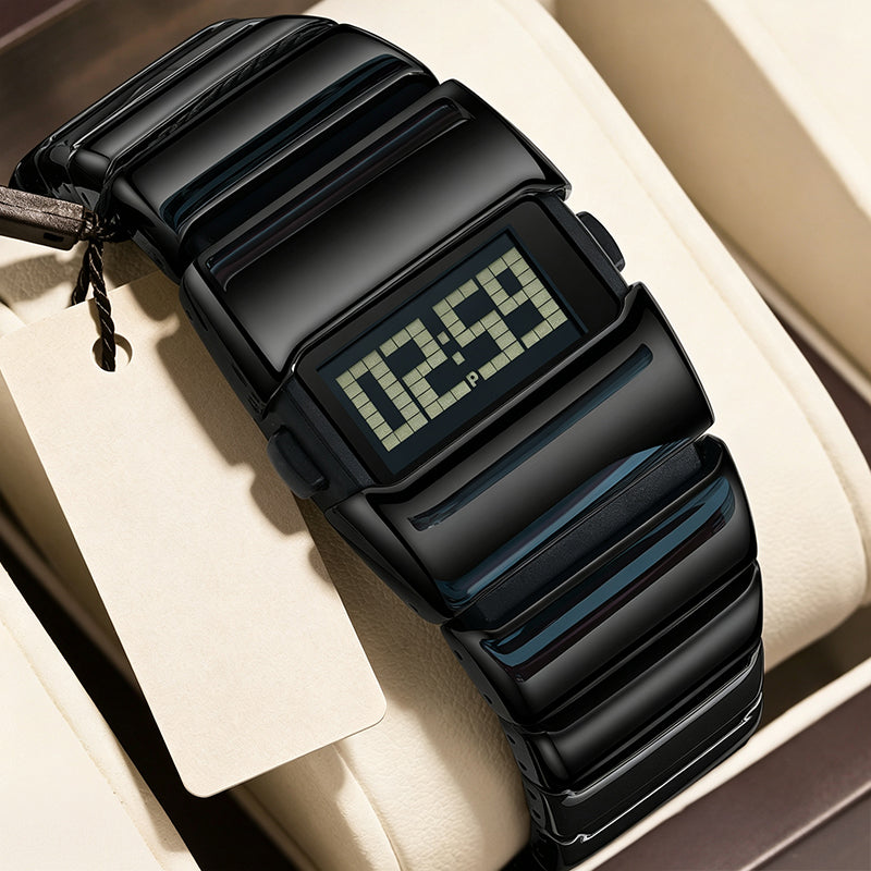 💼 Luxus-Digitaluhr für Herren – Poliertes Metallgehäuse, klares Display & eleganter Stil – Perfekt für Alltag, Büro & besondere Anlässe ✨