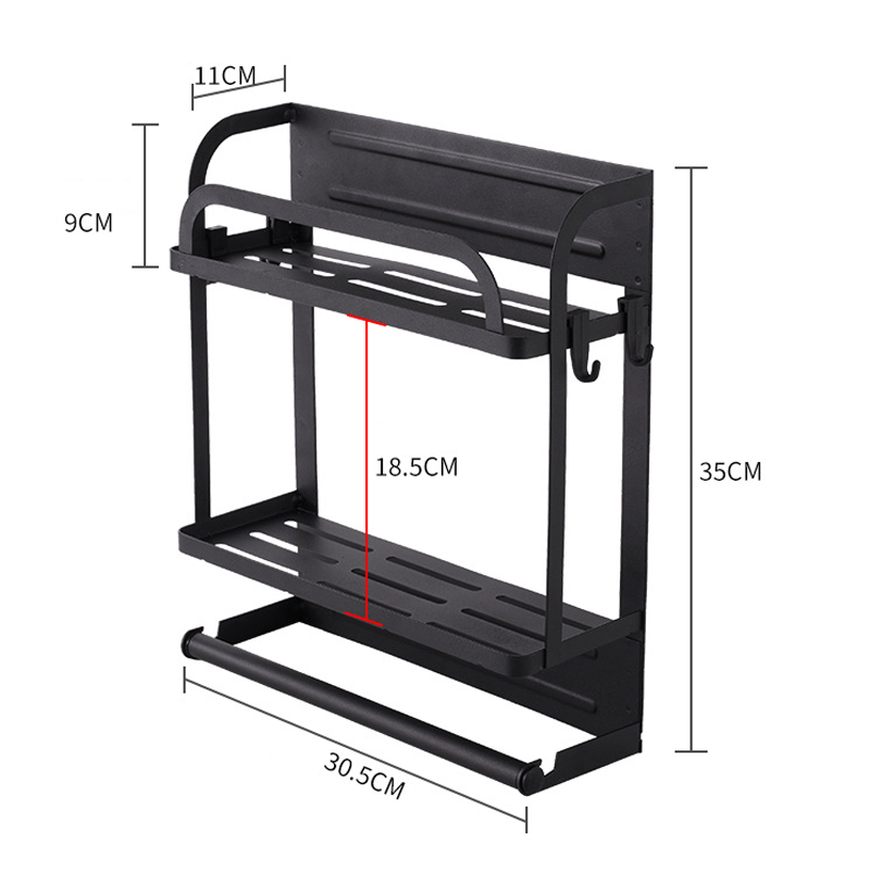 🧲Magnetischer Kühlschrank-Organizer aus Edelstahl – Hängendes Regal mit 2 Fächern für Gewürze, Dosen & Snacks