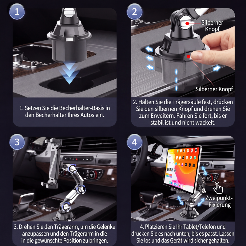 ⏰Klappbarer Auto-Becherhalter-Tablethalter
