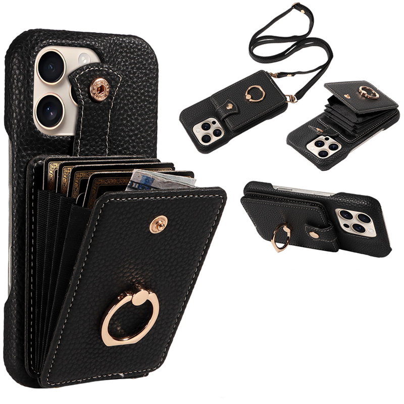 👜🔒 Crossbody-Geldbörsen-Handyhülle – RFID-Schutz, Fächergeldbörse, abnehmbarer Riemen & Litschi-Muster PU-Leder. Über 19.362 stilvolle & sichere Träger!✨