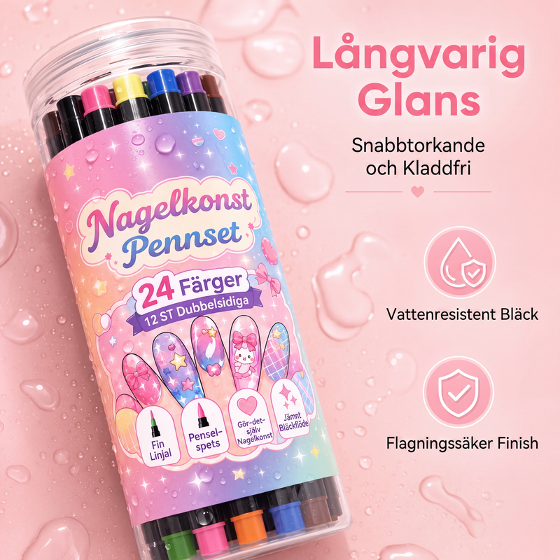 24-Farben Doppelseitige Nagel-Art-Stifte Set