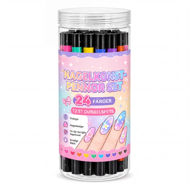 24-Farben Doppelseitige Nagel-Art-Stifte Set
