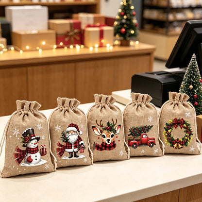 Weihnachts‑Geschenksäckchen – Festliche Motive, Kordelzug & strapazierfähig ✨