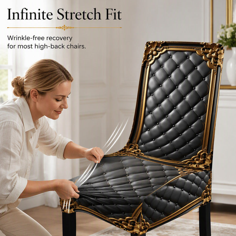 🖤Elegante Stuhlhusse im Barock-Stil – Elastischer Stuhlbezug für Esszimmerstühle mit edlem Design