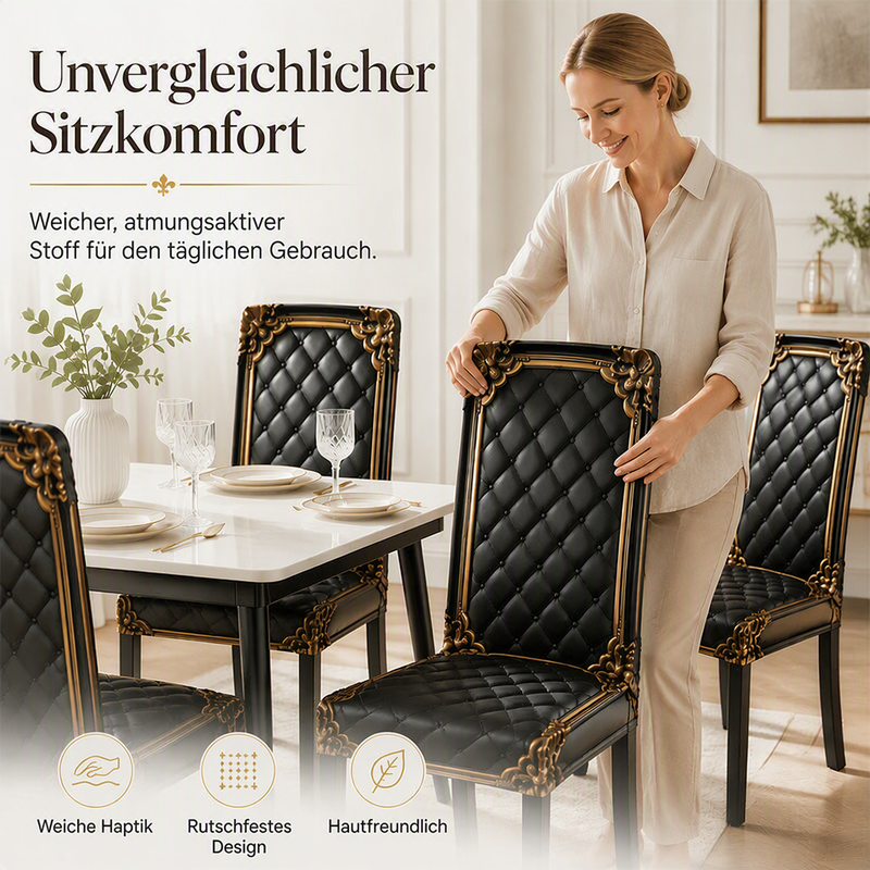 🖤Elegante Stuhlhusse im Barock-Stil – Elastischer Stuhlbezug für Esszimmerstühle mit edlem Design