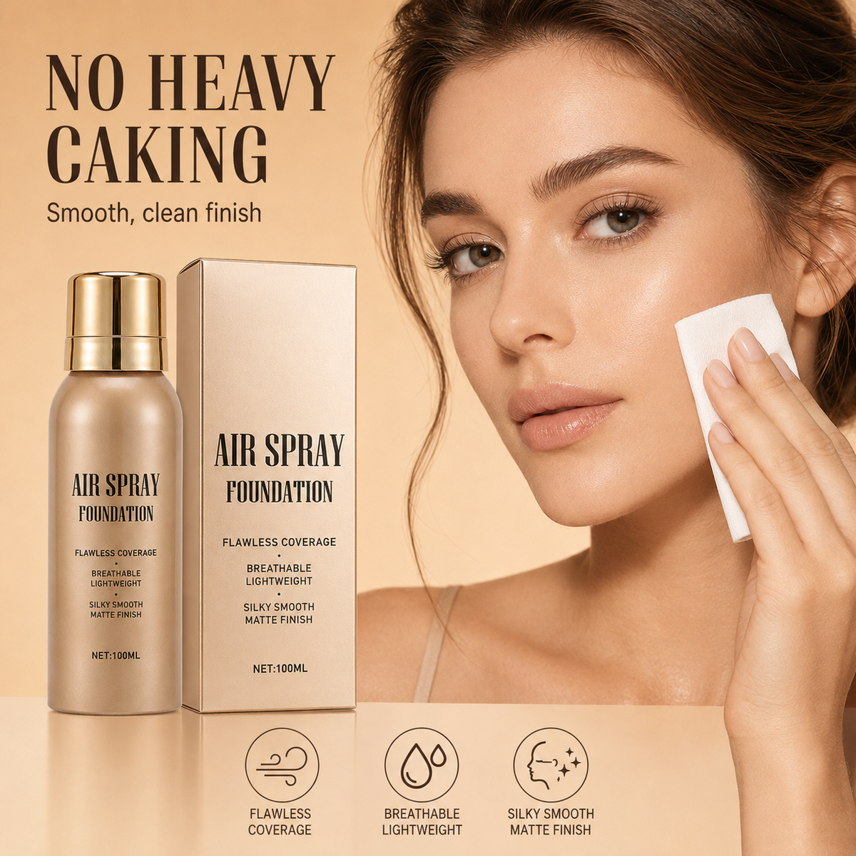 💧 Air-Spray-Foundation – wasserfest, atmungsaktiv & langanhaltend – samtiges Finish, einfach aufgesprüht – für jeden Hauttyp