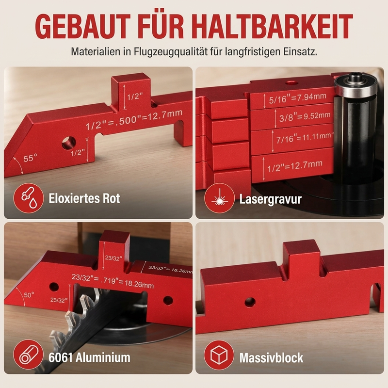 🪵 Einstellblöcke für Holzarbeiten – Aluminium, präzise & schnelle Kalibrierung ✨