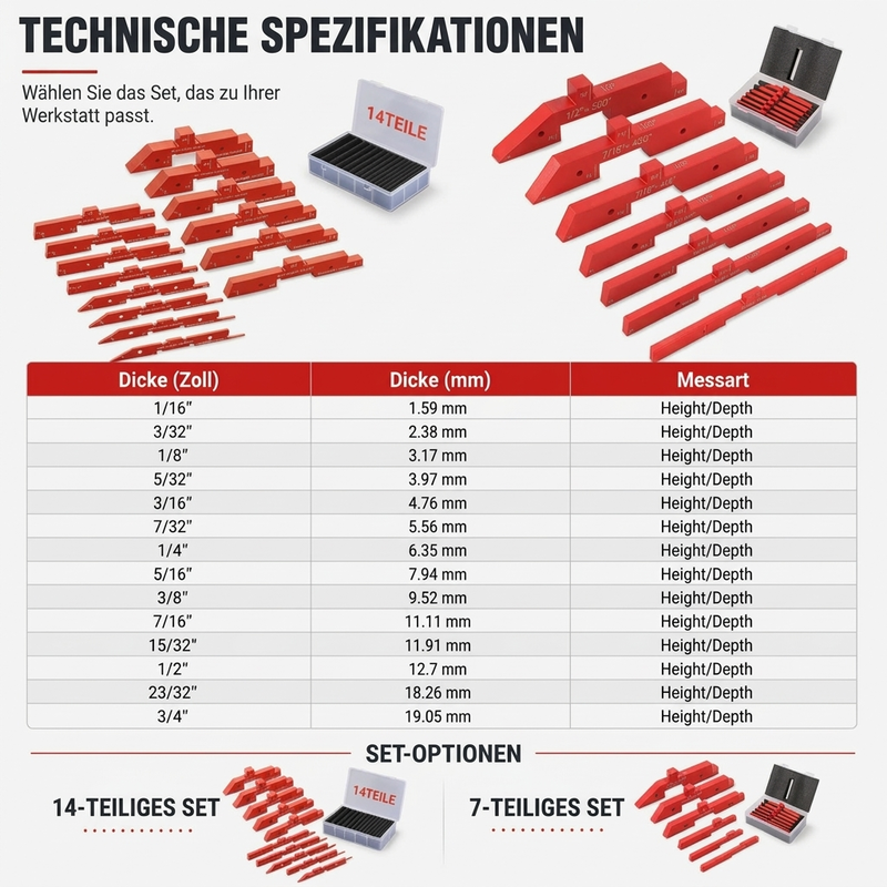 🪵 Einstellblöcke für Holzarbeiten – Aluminium, präzise & schnelle Kalibrierung ✨