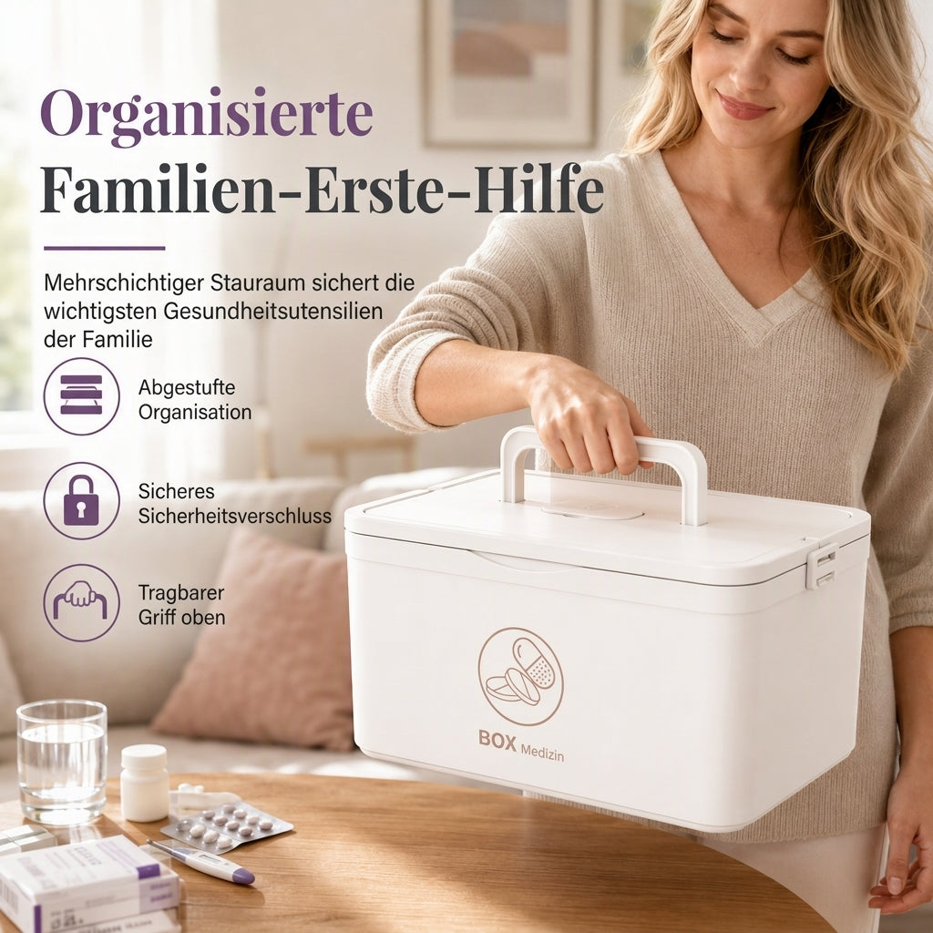 📢📢 JETZT 50 % RABATT!! ⏰💊 Große Medikamenten-Aufbewahrungsbox aus Kunststoff – Mehrlagig, unterteilt & tragbar für Haushalt & Notfall ✨