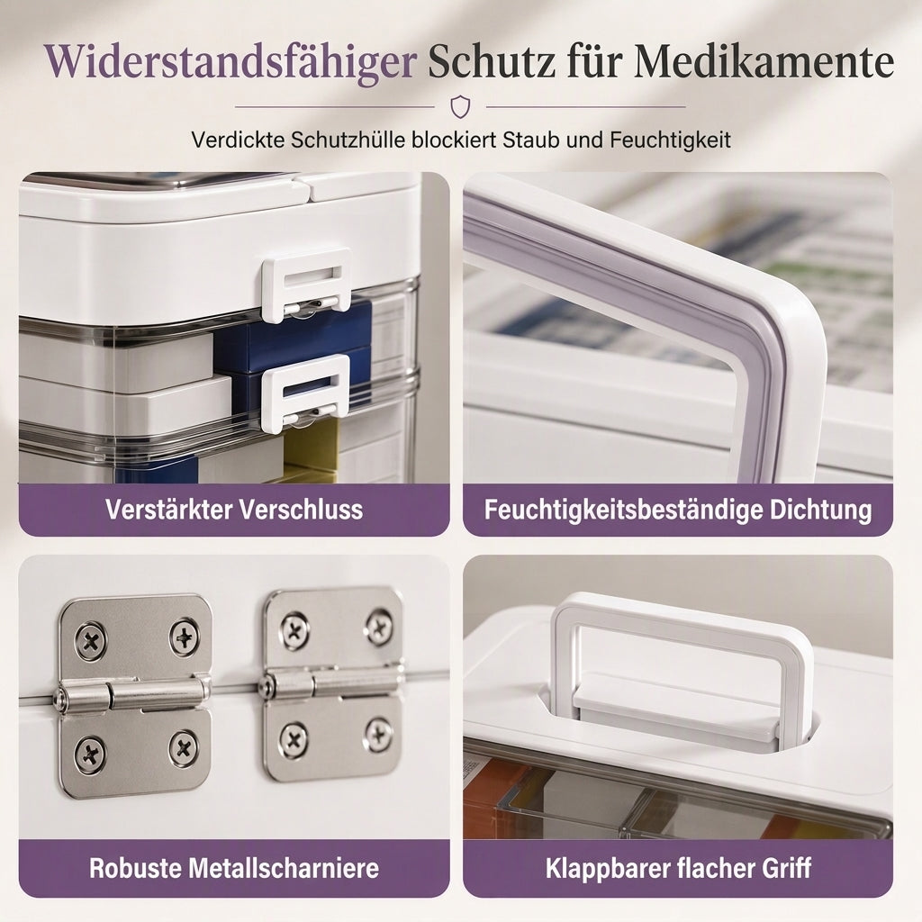📢📢 JETZT 50 % RABATT!! ⏰💊 Große Medikamenten-Aufbewahrungsbox aus Kunststoff – Mehrlagig, unterteilt & tragbar für Haushalt & Notfall ✨