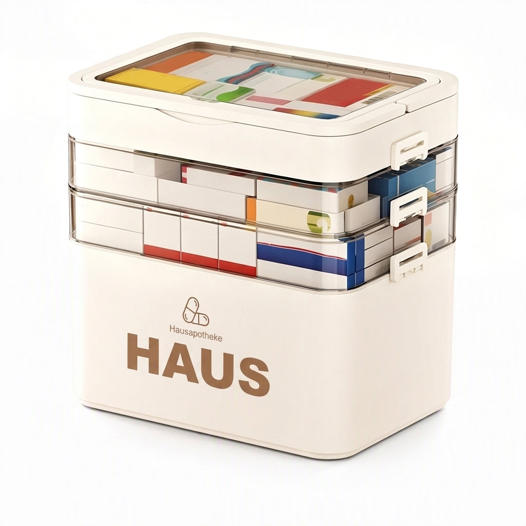 📢📢 JETZT 50 % RABATT!! ⏰💊 Große Medikamenten-Aufbewahrungsbox aus Kunststoff – Mehrlagig, unterteilt & tragbar für Haushalt & Notfall ✨