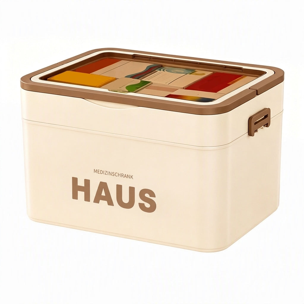 📢📢 JETZT 50 % RABATT!! ⏰💊 Große Medikamenten-Aufbewahrungsbox aus Kunststoff – Mehrlagig, unterteilt & tragbar für Haushalt & Notfall ✨