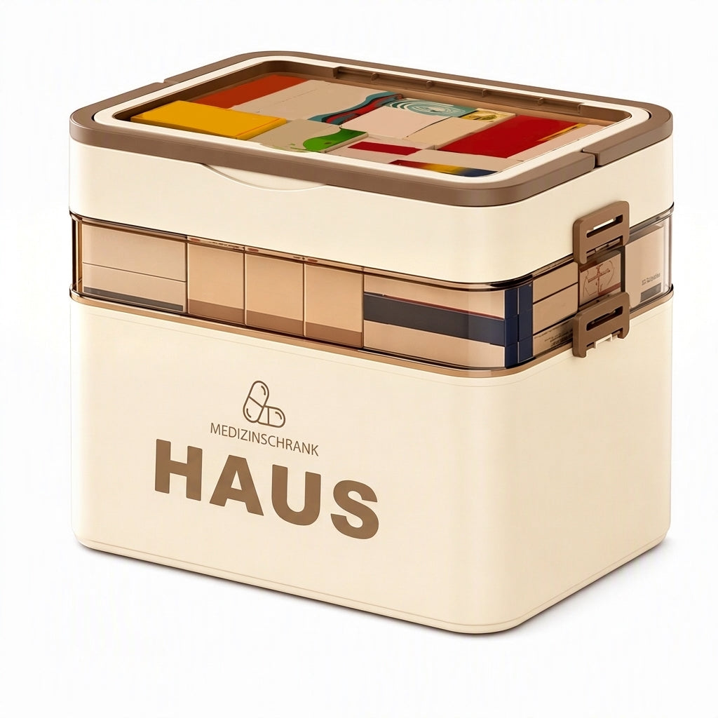 📢📢 JETZT 50 % RABATT!! ⏰💊 Große Medikamenten-Aufbewahrungsbox aus Kunststoff – Mehrlagig, unterteilt & tragbar für Haushalt & Notfall ✨