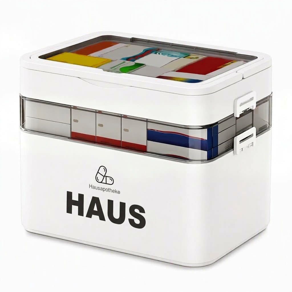 📢📢 JETZT 50 % RABATT!! ⏰💊 Große Medikamenten-Aufbewahrungsbox aus Kunststoff – Mehrlagig, unterteilt & tragbar für Haushalt & Notfall ✨