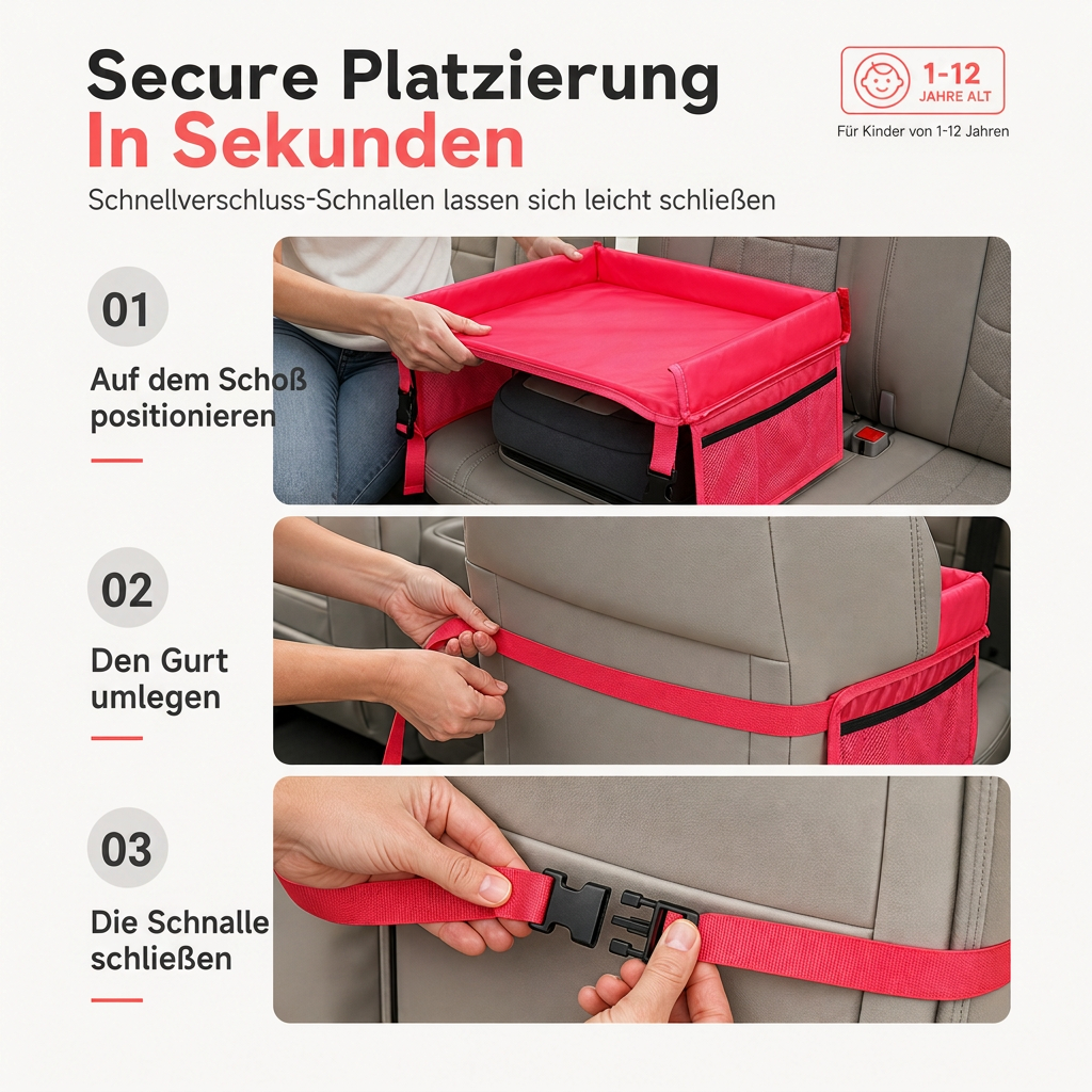 📢📢40% RABATT !!⏰Reisetisch für Kindersitze, Aktivitätstisch mit Schreibbrett für den Schoß und hängende Aufbewahrungstasche für die Rückenlehne von Kinderwagen