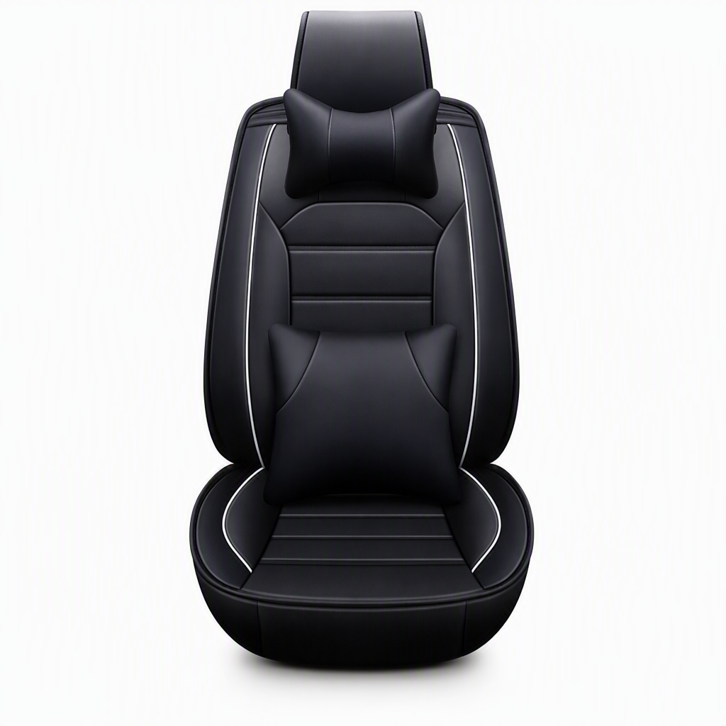 Universelle, vollabdeckende Leder-Autositzbezüge für alle Jahreszeiten, Kissen-Schutzhüllen mit Farbblock-Design und horizontalen Streifen, geeignet für 5-sitzige Autos