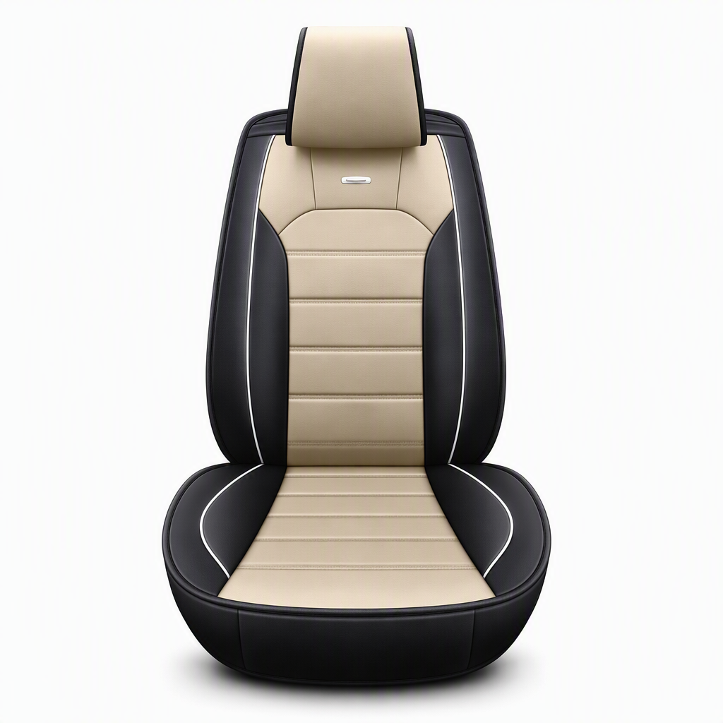 Universelle, vollabdeckende Leder-Autositzbezüge für alle Jahreszeiten, Kissen-Schutzhüllen mit Farbblock-Design und horizontalen Streifen, geeignet für 5-sitzige Autos