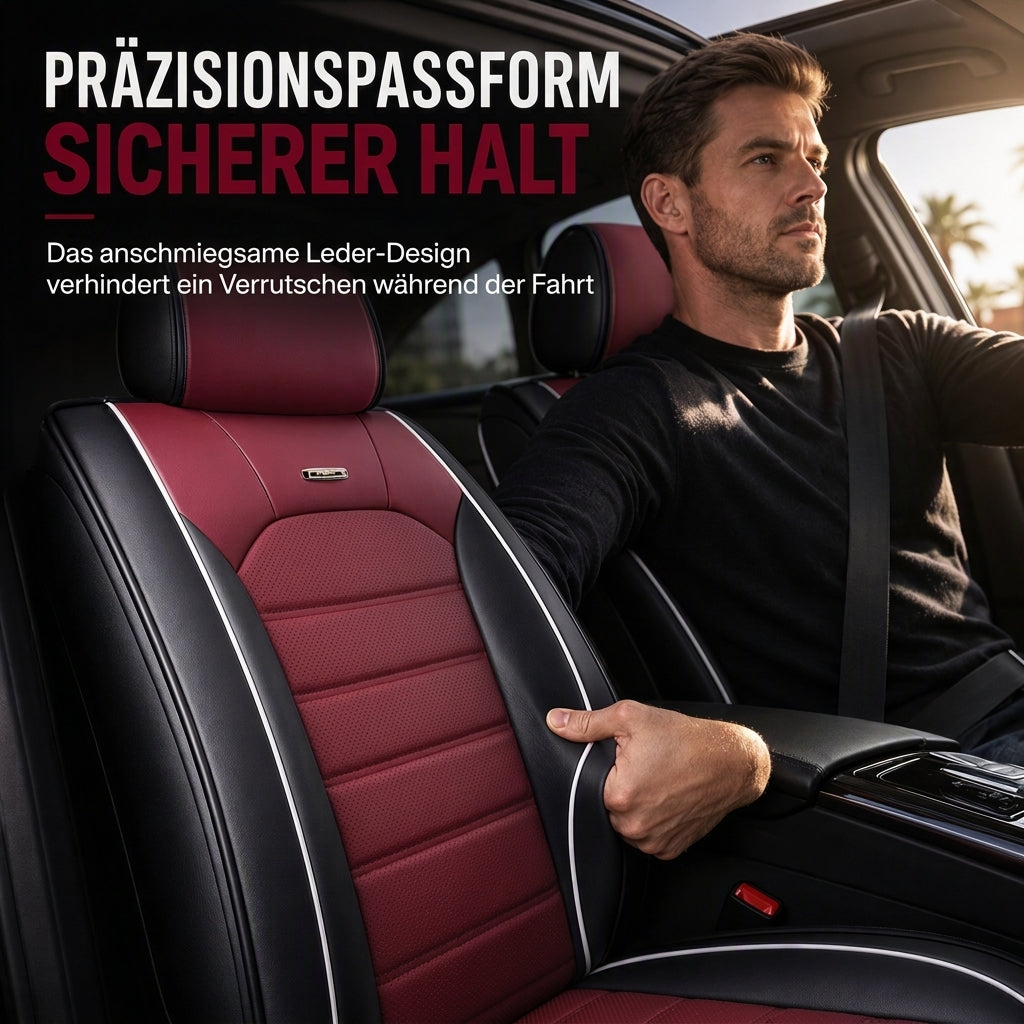 Universelle, vollabdeckende Leder-Autositzbezüge für alle Jahreszeiten, Kissen-Schutzhüllen mit Farbblock-Design und horizontalen Streifen, geeignet für 5-sitzige Autos