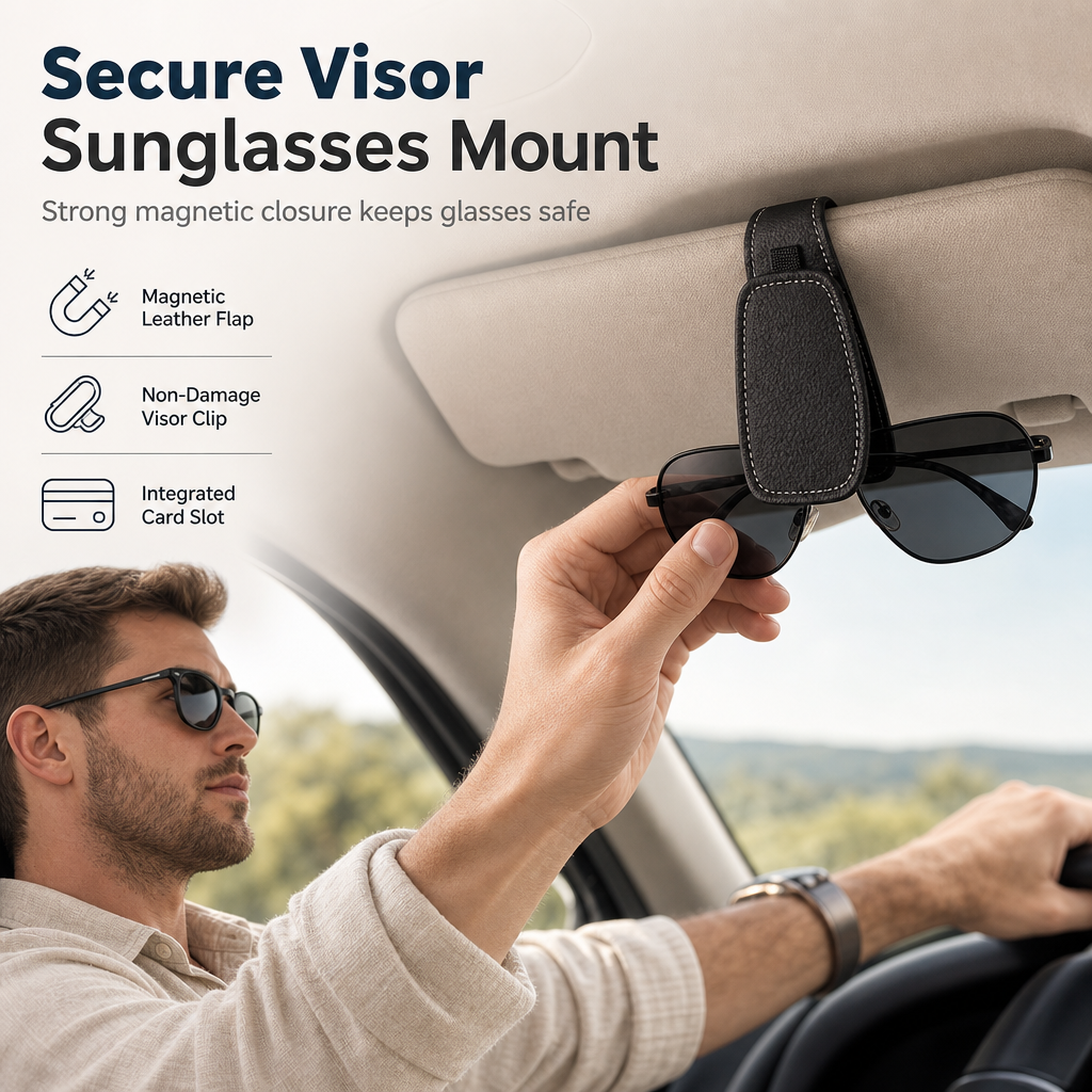 ⏰ Auto-Sonnenbrillenhalter mit Doppelclip, Brillenhalterung & Kartenclip🚗🕶️
