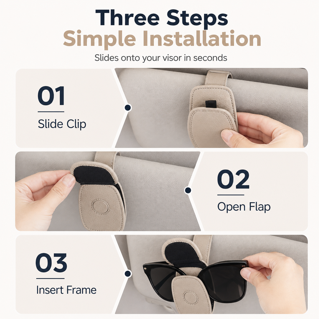 ⏰ Auto-Sonnenbrillenhalter mit Doppelclip, Brillenhalterung & Kartenclip🚗🕶️