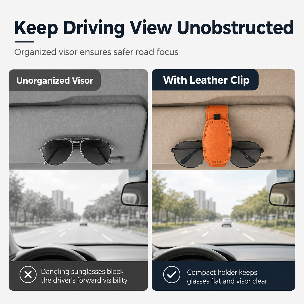 ⏰ Auto-Sonnenbrillenhalter mit Doppelclip, Brillenhalterung & Kartenclip🚗🕶️