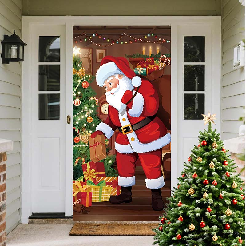 Weihnachtliche Türabdeckung für schnelle und stimmungsvolle Weihnachtsdekoration (90 × 180 cm)